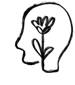 Growth - an illustration of a head with a flower growing inside the head